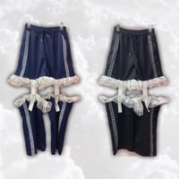 チェックラインセパレートフリルスウェットパンツ