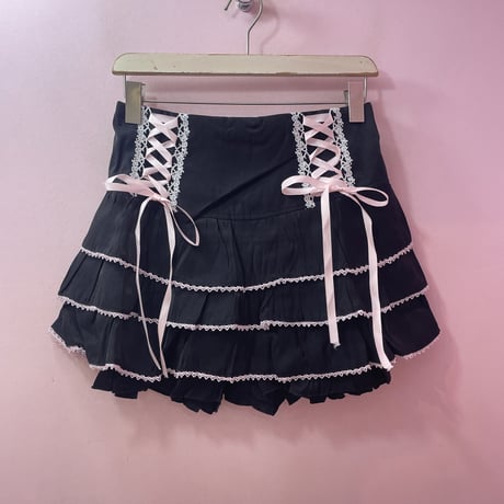 Pinkyレースアップティアードスカパン