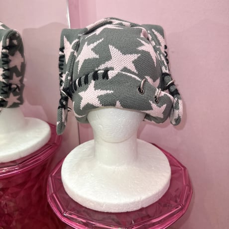 ピアス☆うさ耳ニット帽