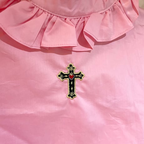 クロス刺繍パフスリーブブラウス