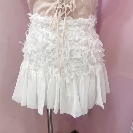 フリンジシフォンミニスカート
