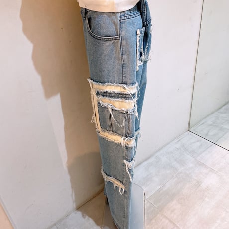 ダメージワークデニムパンツ