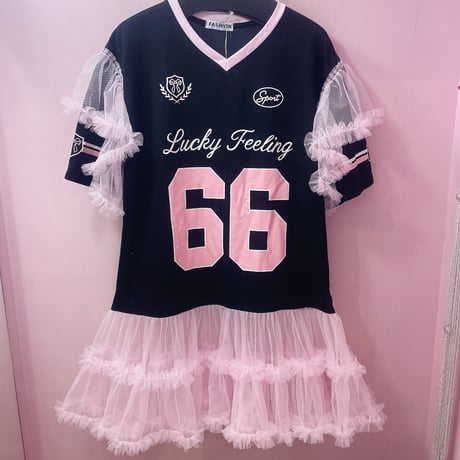 Pinkyナンバリングフリルチュールワンピース