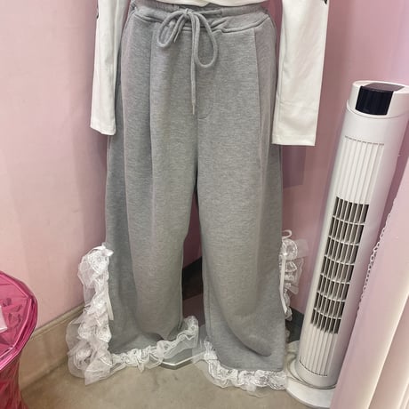 スリットレースワイドスウェットパンツ