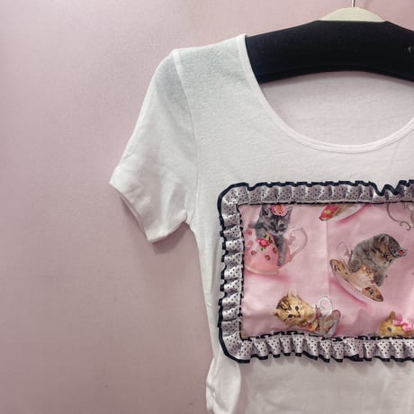 フリルTea cup kittyパッチTシャツ