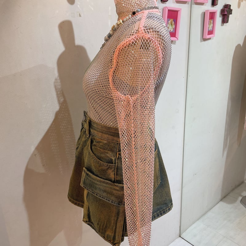トップス STONE  メッシュラインストーントップス[品番：MKSW0058710]｜GYDA