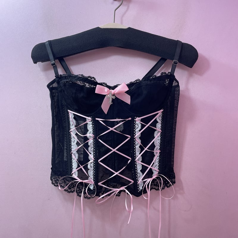 Bustier レース アップ ビスチェ Lace Decorated Cami Bustier レース