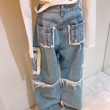 ダメージワークデニムパンツ