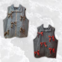 チェックリボンデニムベスト