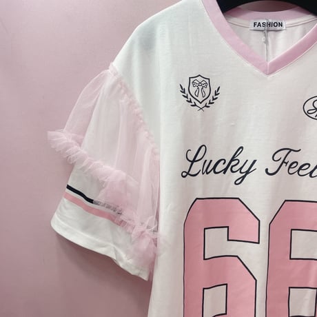 Pinkyナンバリングフリルチュールワンピース