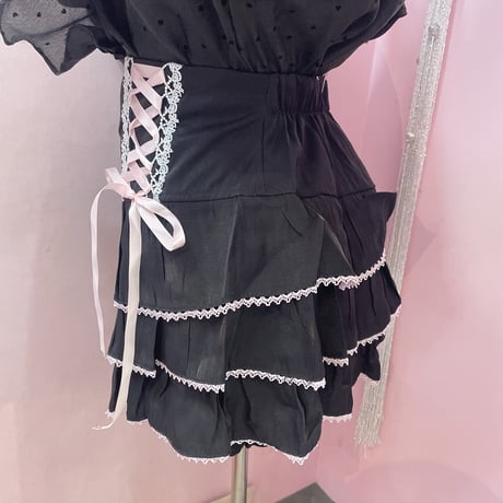 Pinkyレースアップティアードスカパン