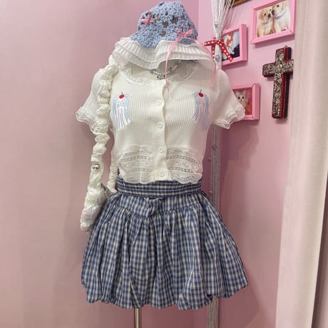 ブルーチェックバルーンスカート