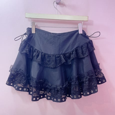 レースアップフリルZipスカート