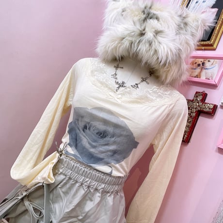 Roseレースオフショルカットソー