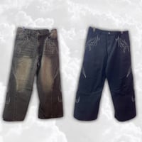 トライバル刺繍デニムパンツ