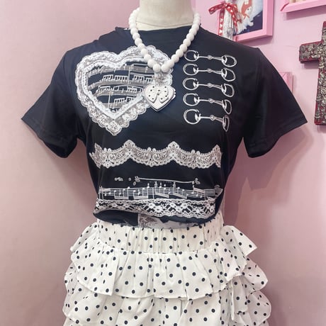 Melody レースモノトーンTシャツ