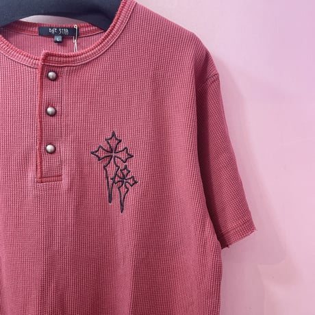 クロス刺繍サーマルTシャツ