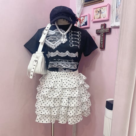 Melody レースモノトーンTシャツ