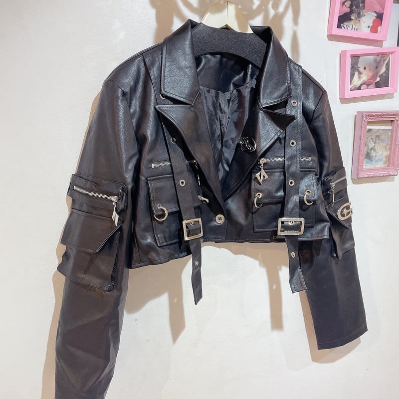 完売品 rokh ×  レザークロップドジャケット S 完売品 rokh × h&m レザークロップドジャケット S - メルカリ