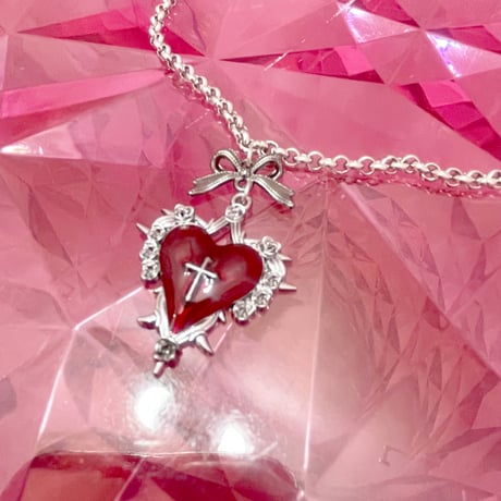 RED HEARTゴシックリボンネックレス