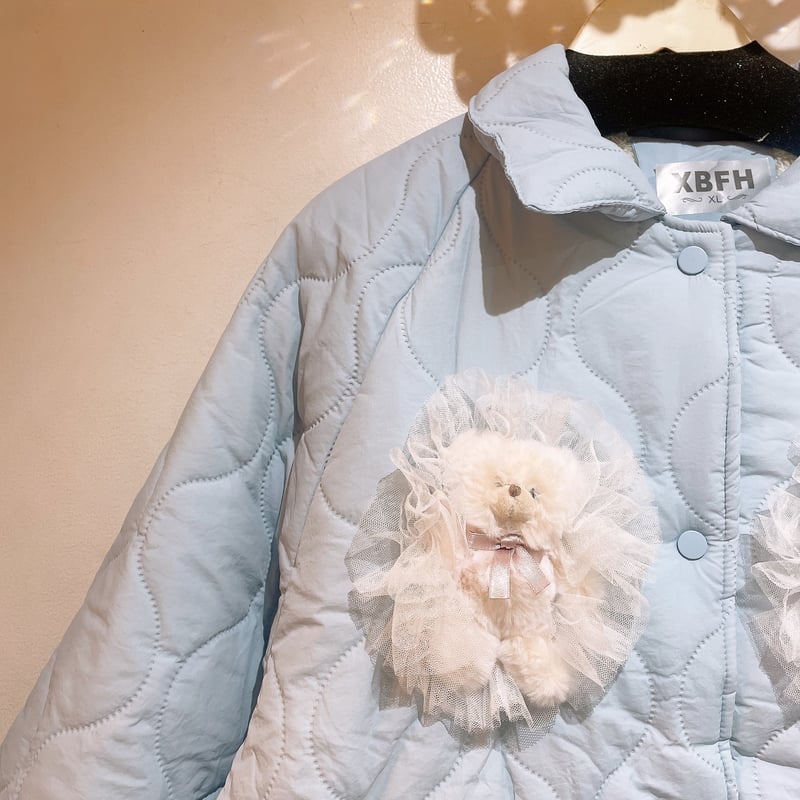 【LEONARD】✳︎かわいいキルティング&ニット中綿ジャケット✳︎Lsize ジャケット ノーカラージャケット 着回し力抜群 中綿入りノーカラー