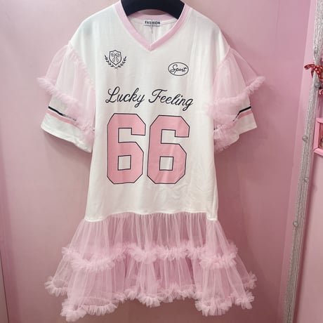 Pinkyナンバリングフリルチュールワンピース