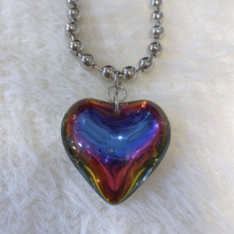 オーロラハートボールチェーンネックレス | Romantic Standard