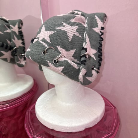 ピアス☆うさ耳ニット帽