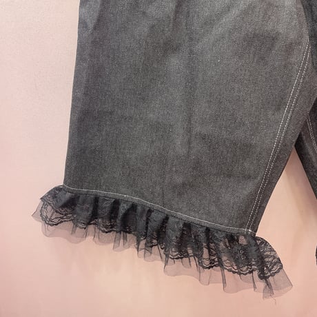 フリルレースデニムバミューダパンツ