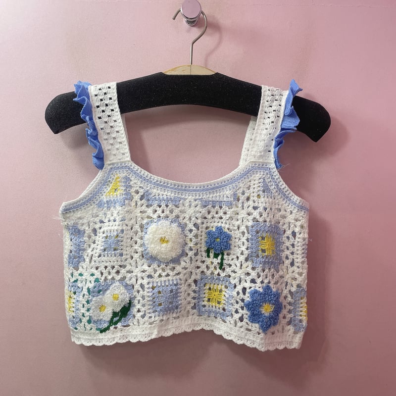 vintage アンティーククロシェビスチェ vintage 袖 クロシェ ビスチェ トップス - メルカリ