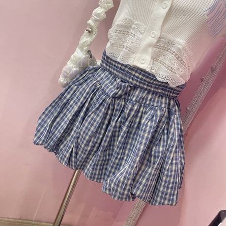 ブルーチェックバルーンスカート