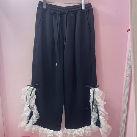 スリットレースワイドスウェットパンツ