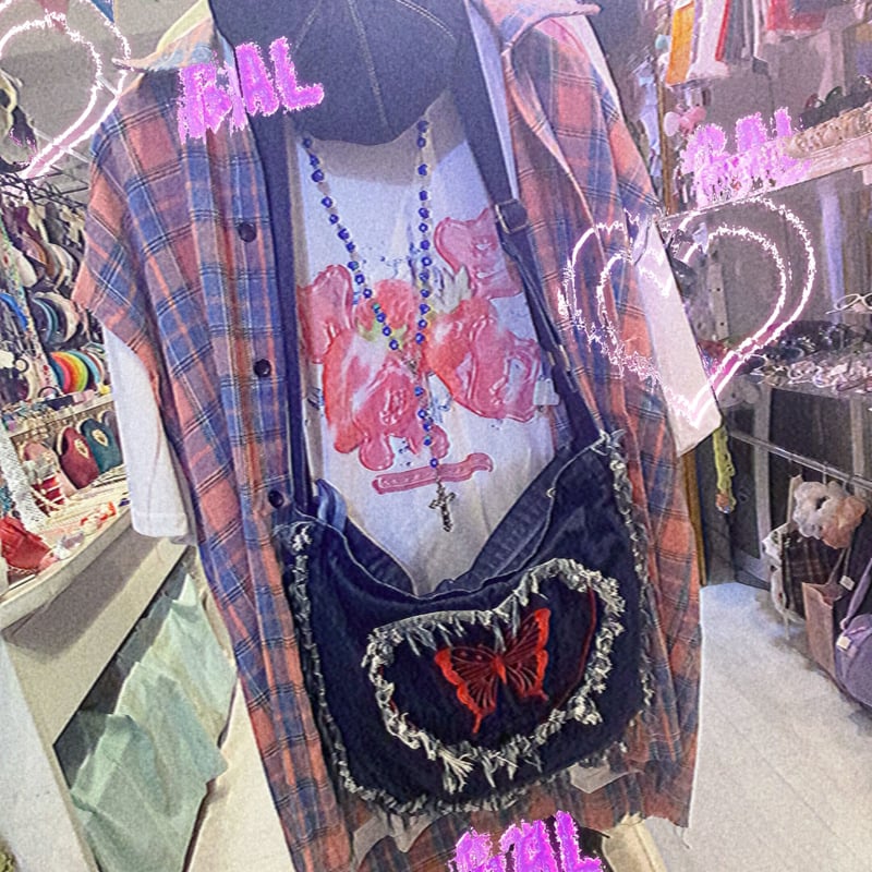 ダメージバタフライデニムショルダーバッグ | Romantic Standard