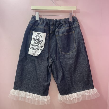 フリルレースデニムバミューダパンツ