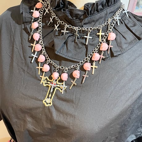 クロス刺繍パフスリーブブラウス