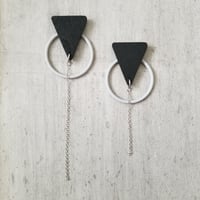 2way earring  black▼×Hoop×silverchain