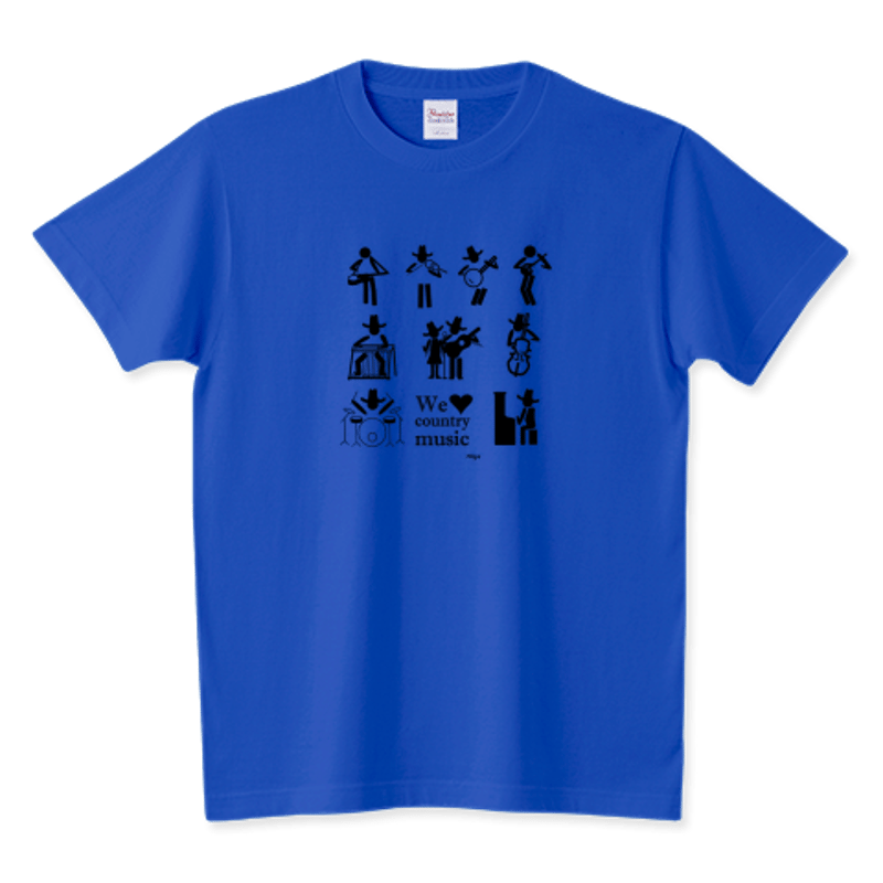 カントリーとブルーグラスバンド ピクトグラム Tシャツ（色：ロイヤル