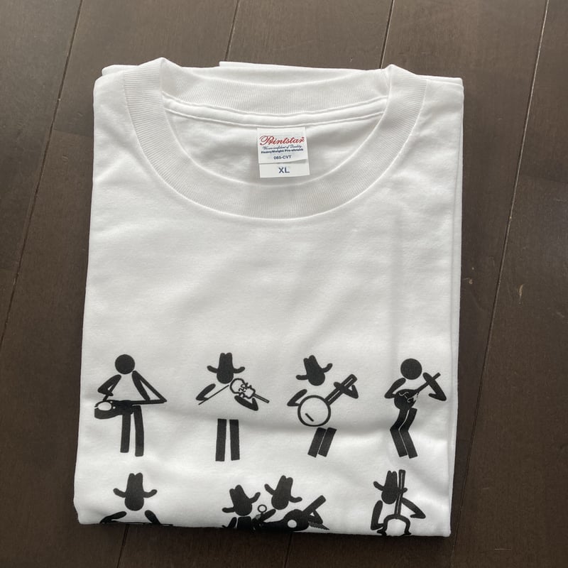 カントリーとブルーグラスバンド ピクトグラム Tシャツ（色：白