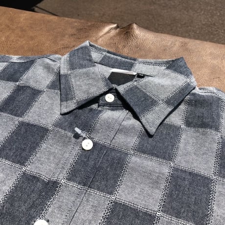 Ann Knows S/S Patchwork chambray shirts size M