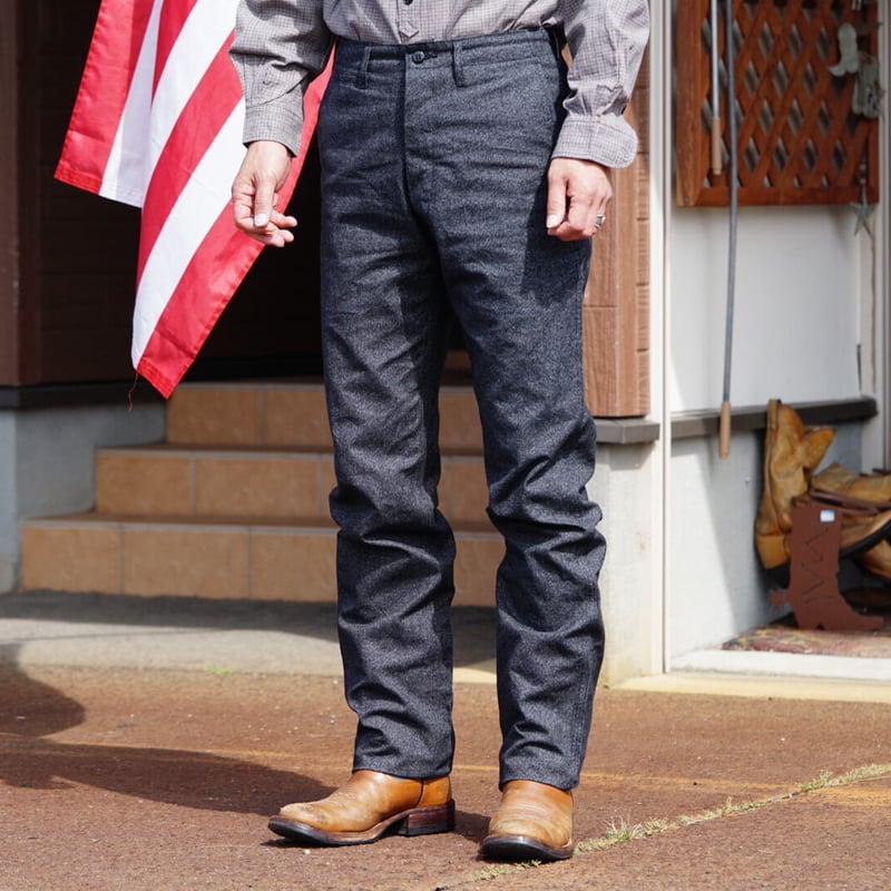 Cushman Black Chambray Trousers Tight Straight