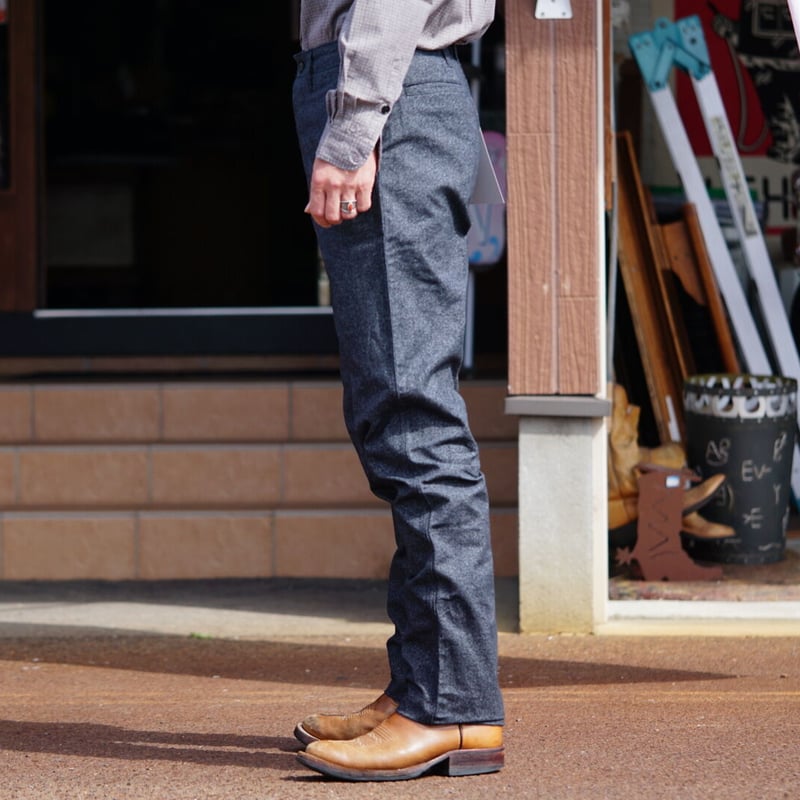 Cushman Black Chambray Trousers Tight Straight