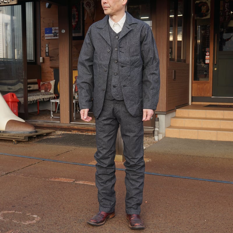 Cushman Black Chambray Trousers Tight Straight