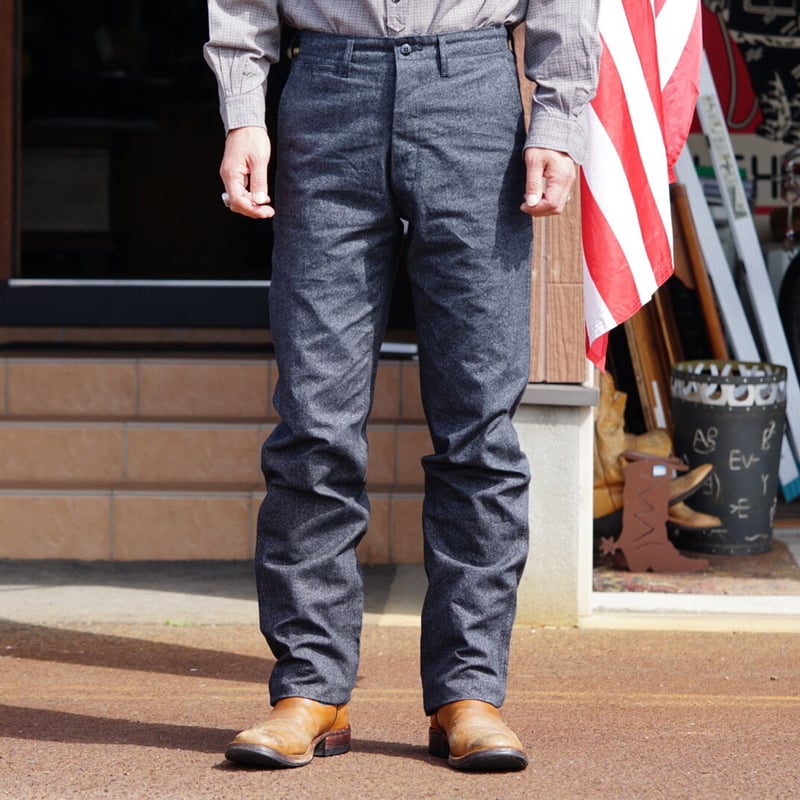 Cushman Black Chambray Trousers Tight Straight