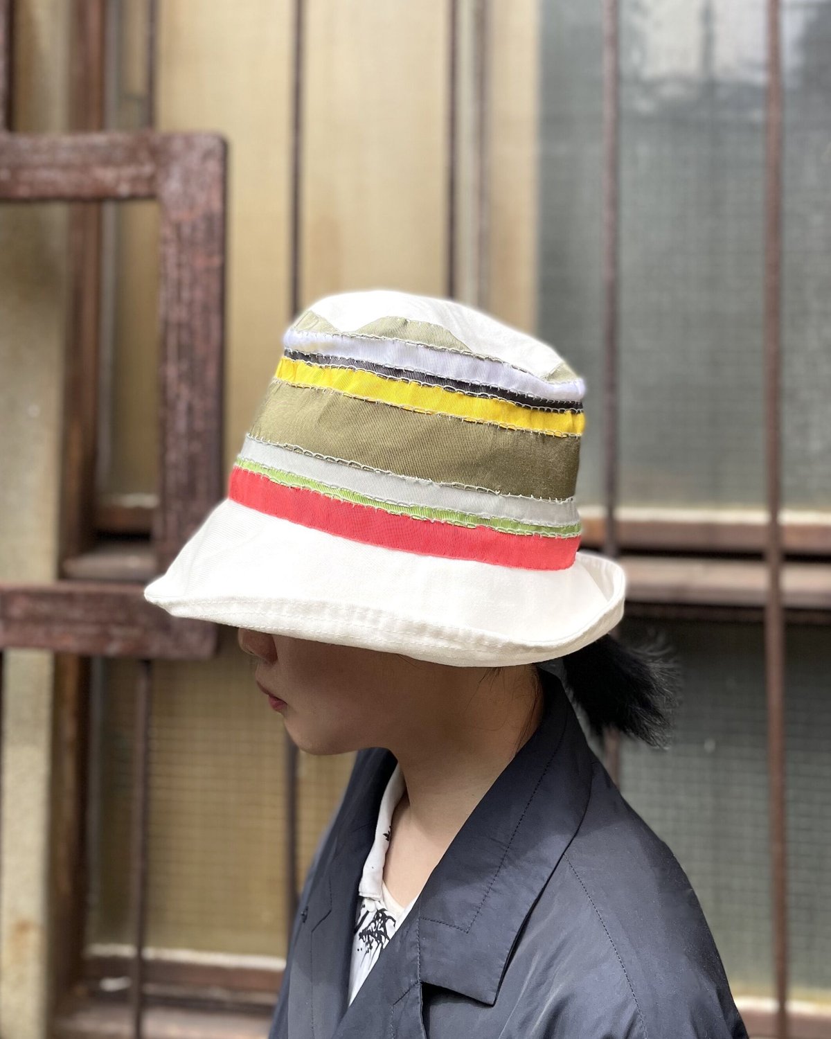 Kumi Tsuyuki /マルチカラーグログラン コットンブリム帽子 | pain