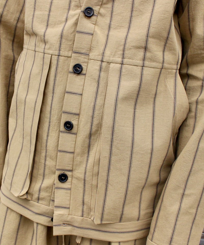 FRANK LEDER / STRIPED COTTON CARDIGAN / YELLOW 