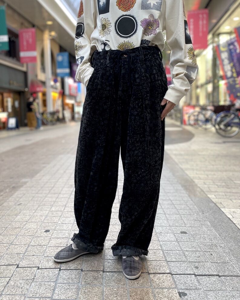 STORY mfg. / LUSH PANTS / ECRU HERBAL, BLACK HE