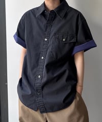 TOGA TOO/Pigment print S/S SH/BLACK,OFF WHITE