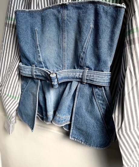 RYU KAGA/ bustier/DENIM,IVORY