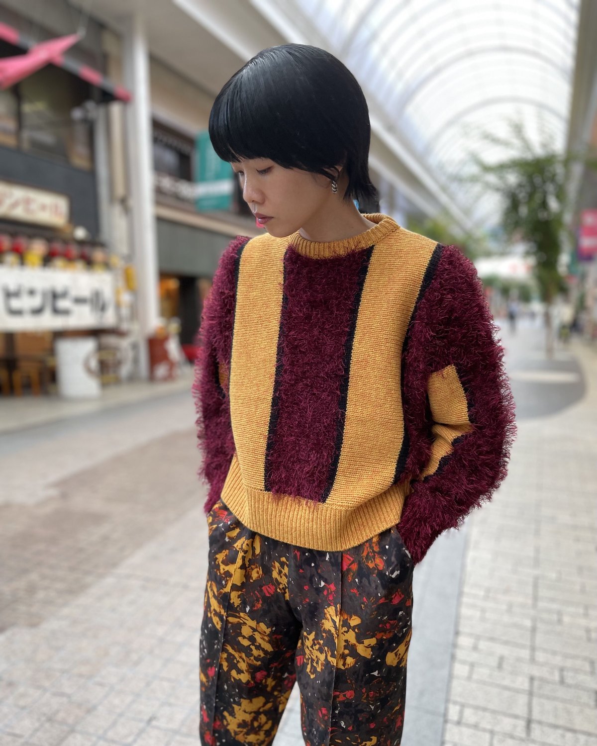 TOGA PULLA / Mole knit pullover / dark red, bla
