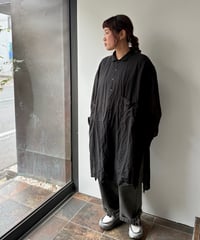 KLASICA/Square Tail Long Pyjama Shirts/BLACK